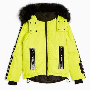 TOPSHOP SNO SKI JACKET size 4 NWT Green Neon